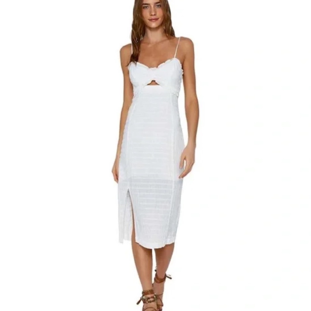 VIX PAULA HERMANNY Lora ruffle-trimmed shirred cotton-voile midi dress